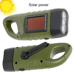 2x Handkurbel Solar Dynamo Taschenlampe Licht Outdoor Reise Notfall LED Taschenlampe, Grün