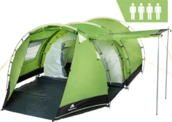 CampFeuer Zelt Super+ Für 4 Personen | Grün | Tunnelzelt 3000 Mm Wassersäule