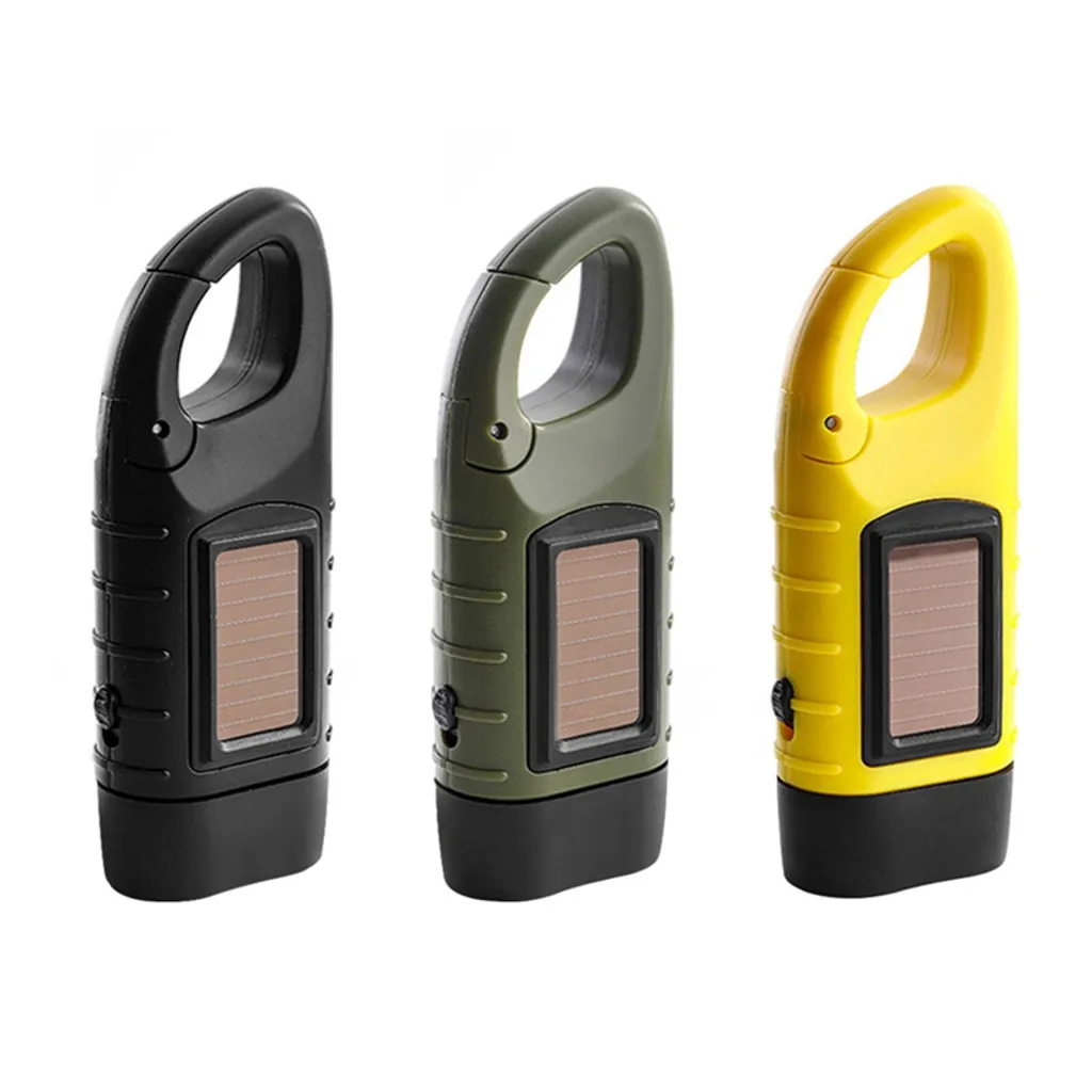 Handkurbel Solar Dynamo Taschenlampe Licht Outdoor Reise Notfall LED Taschenlampe, Schwarz – Bild 15