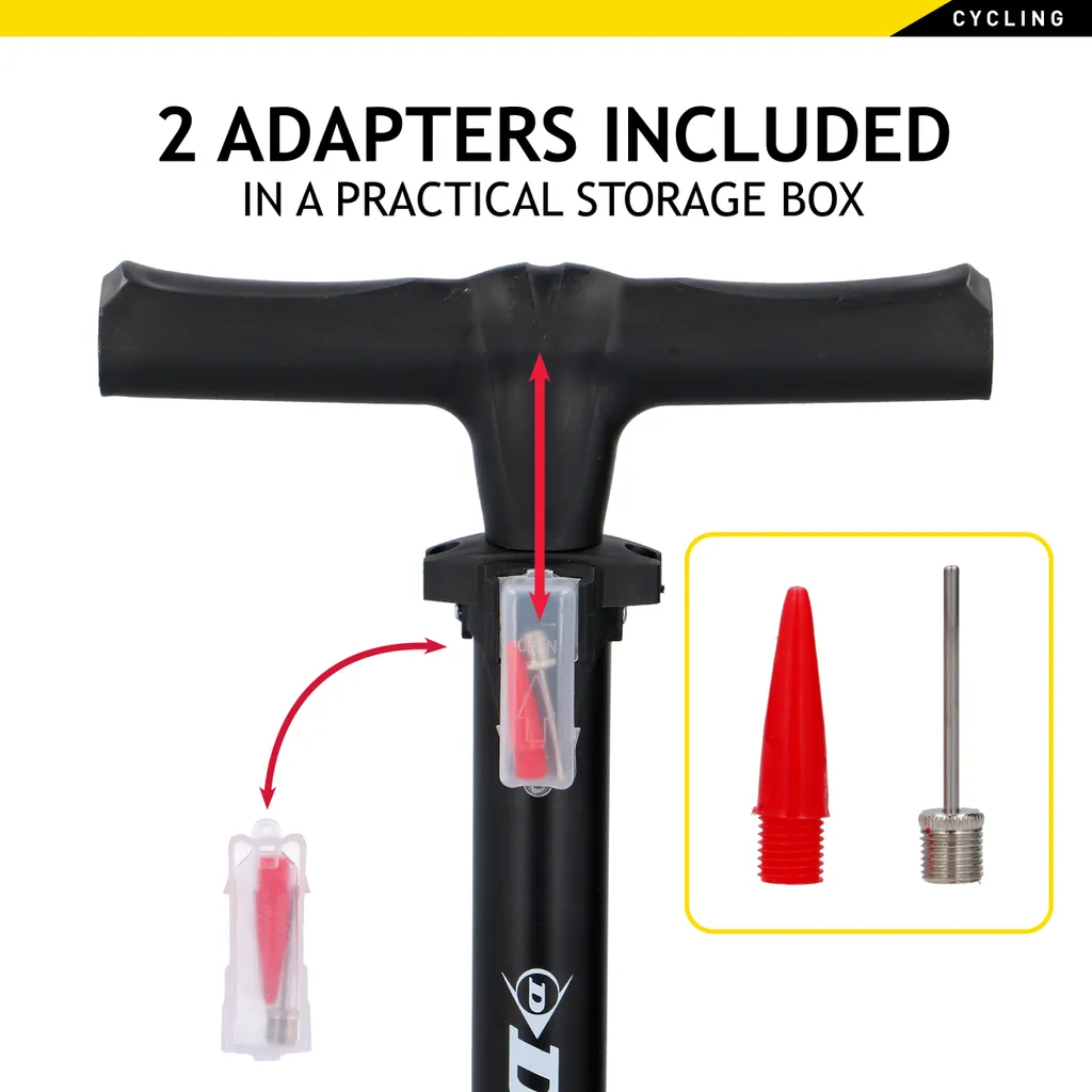 Dunlop Fahrradluftpumpe Für Alle Ventile, Tragbare Luftpumpe, Fahrradpumpe, Standpumpe, Schwarz – Bild 3