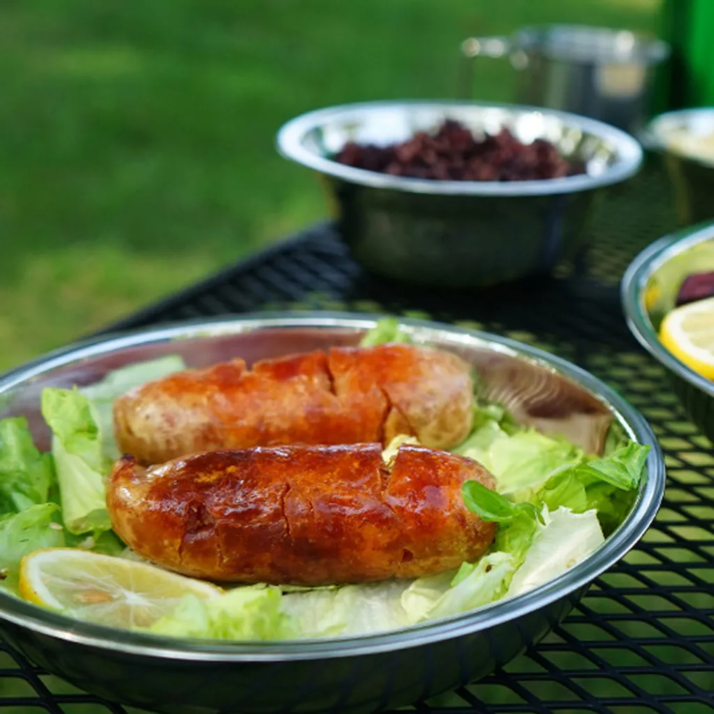 CLS 22-teiliges Tragbares Essteller-Set, Camping-Geschirr-Set, Polierter Edelstahl, Schš¹sseln, Suppent?pfe Mit Aufbewahrungstasche Fš¹r Das Kochen Im Freien, Camping, Picknick, Grillen – Bild 3