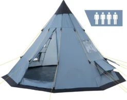 CampFeuer Tipi Zelt Spirit Für 4 Personen | Grau | 3000 Mm Wassersäule