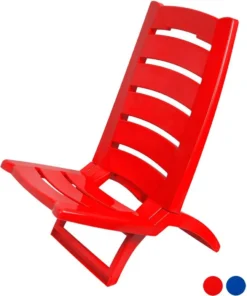 Kreher Tragbarere Klappbarer Campingstuhl/Strandstuhl Aus Kunststoff Mit Belastbarkeit Bis 100 Kg (Rot)