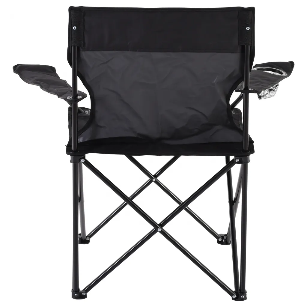 Raburg Angelstuhl JOE In SCHWARZ - Praktischer Faltstuhl Mit Armlehnen & Getränkehalter, Inklusive Tasche - Robust Für Camping, Strand, Angeln, Outdoor, Zuschauer, Jagd, Festival & Freizeit, Belastbar Bis 120 Kg – Bild 4