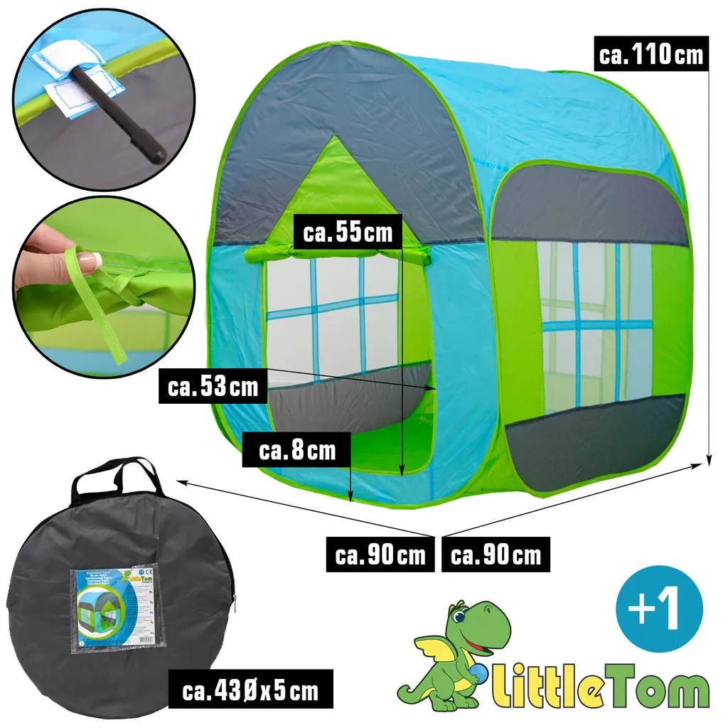 Bällebad Spielzelt 90x90x110cm Popup Baby Spielhaus Kinder-Zelt Blau – Bild 2