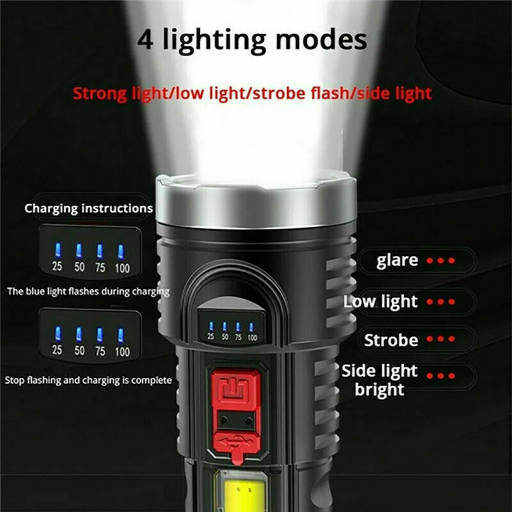 2er Pack 1000000LM Taschenlampe LED USB Wiederaufladbar Taktisches Fackel Mit AKKU – Bild 5