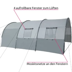 Tectake Tunnelzelt Woodstock Für 6 Personen Mit Vorzelt Und Tragetasche - Hellgrau/dunkelgrau -Campingbedarf Geschäft eb26da70a12b26700a37f0d01a3023aa