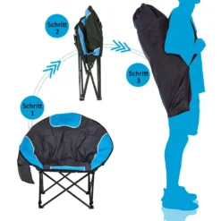 KAHOO Campingstuhl Tragbarer Moon Chair, Campingstuhl Mit Tragetasche, Gepolsterter Sitz, Blau -Campingbedarf Geschäft ec6842594c945dbe464a72b7955f79a7