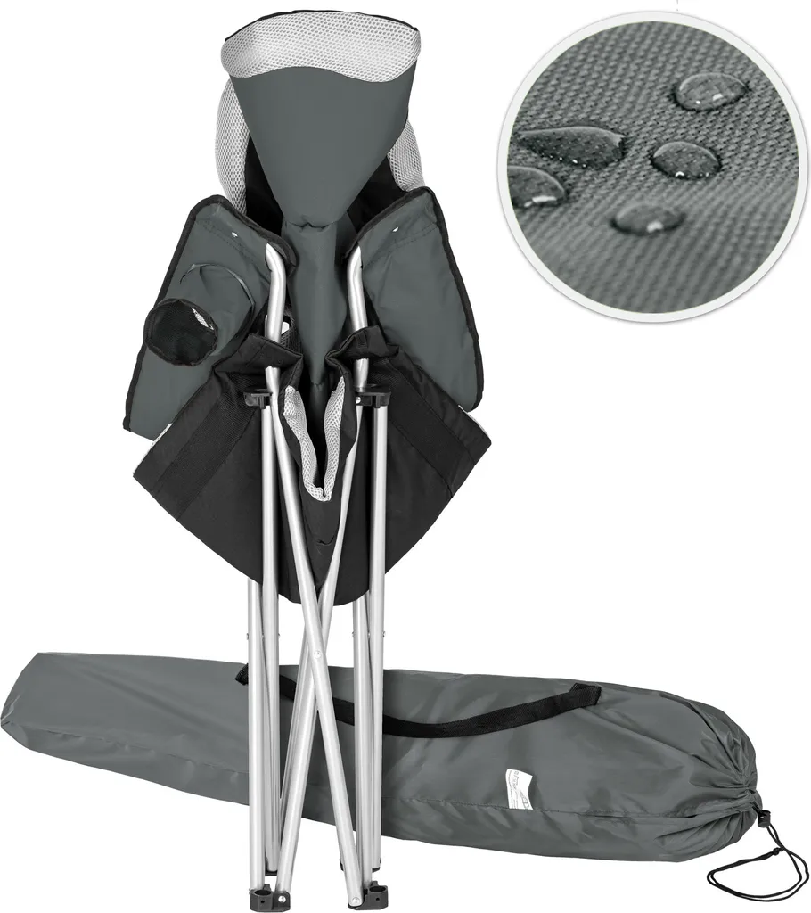 Tectake Campingstuhl Mit Polsterung - Grau – Bild 6
