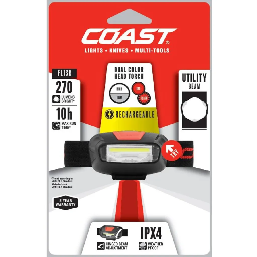 Coast FL13R Chargeable Headlamp, Including X2 Li-ion And X2 AAA Batteries – Bild 2