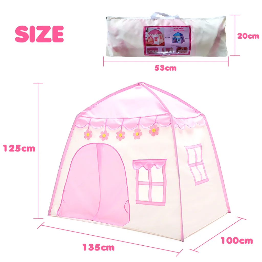 Kinderspielzelt Blühende Blumen Kinderzelt,Spielzelt Prinzessin Traum Schloss Burg Haus Für Mädchen, Im Kinderzimmer, Indoor/innen/außen/draußen,(Pink + Gelb) – Bild 4