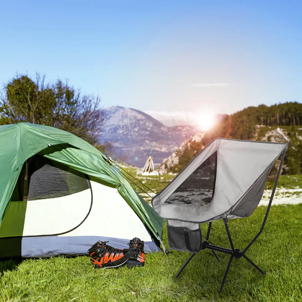 Moon Chair Campingstuhl - Faltbarer Campinghocker Moonchair - Extrem Leicht & Kompakt - Grau – Bild 5