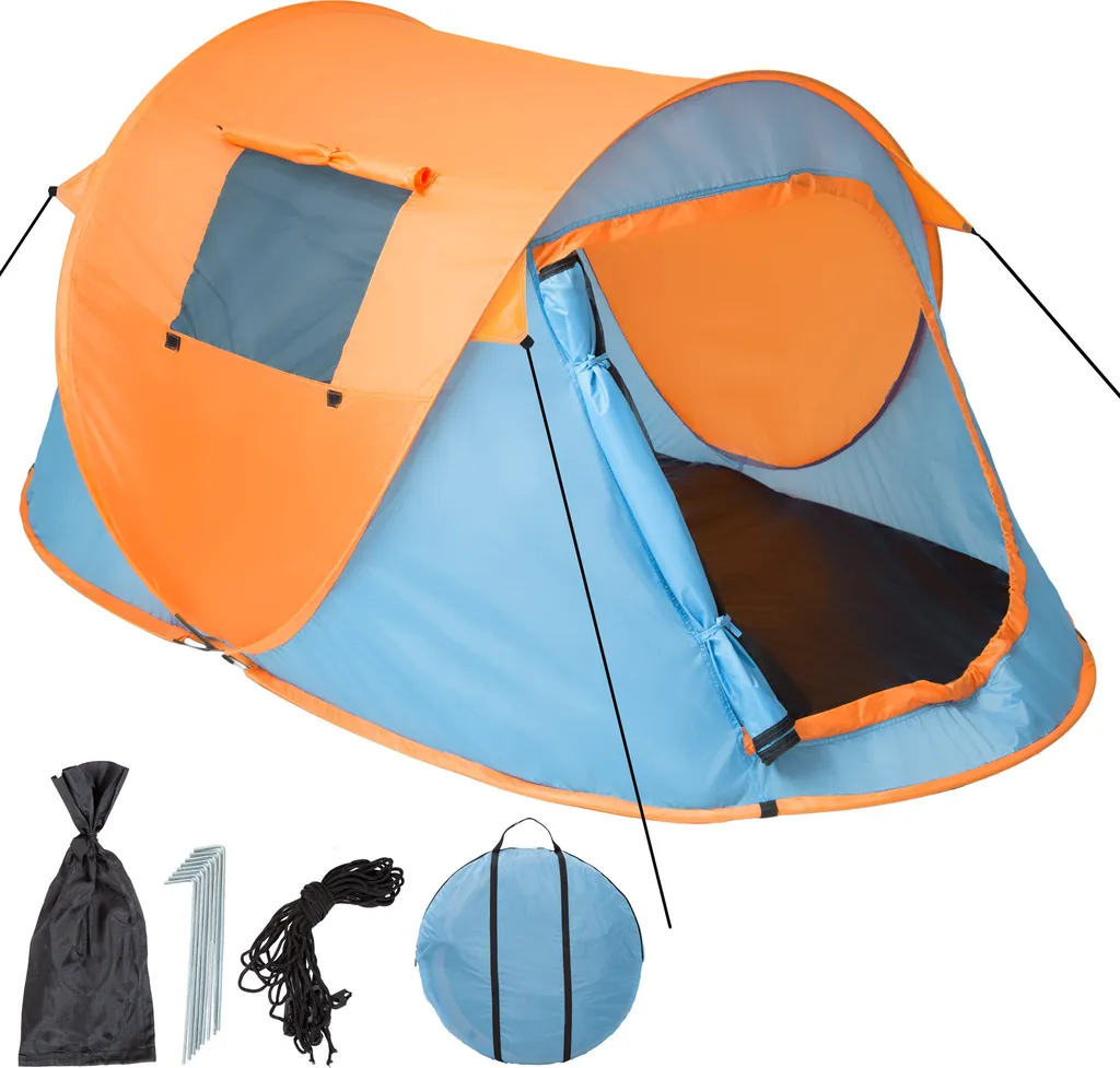 Tectake Pop-Up Wurfzelt - Blau/orange
