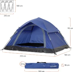 Where Tomorrow Pop Up Wurfzelt Für 3 Personen - 215 X 195 X 120 Cm - Blau 30 Where Tomorrow Pop Up Wurfzelt Für 3 Personen - 215 X 195 X 120 Cm - Blau -Campingbedarf Geschäft f80910e42a1e63a868987e6d4b728b37
