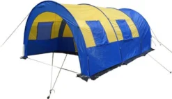 Campingzelt 4-6 Personen Outdoorzelt Zelt Familienzelt Tunnelzelt Gelb-Blau Neu
