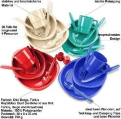 Black Snake® Camping Geschirrset | 26 Tlg. Bruchfestes Outdoor Geschirr- Und Besteckset Für 4 Personen | Oliv -Campingbedarf Geschäft f9972a71f2017223856b7e3557de98ca