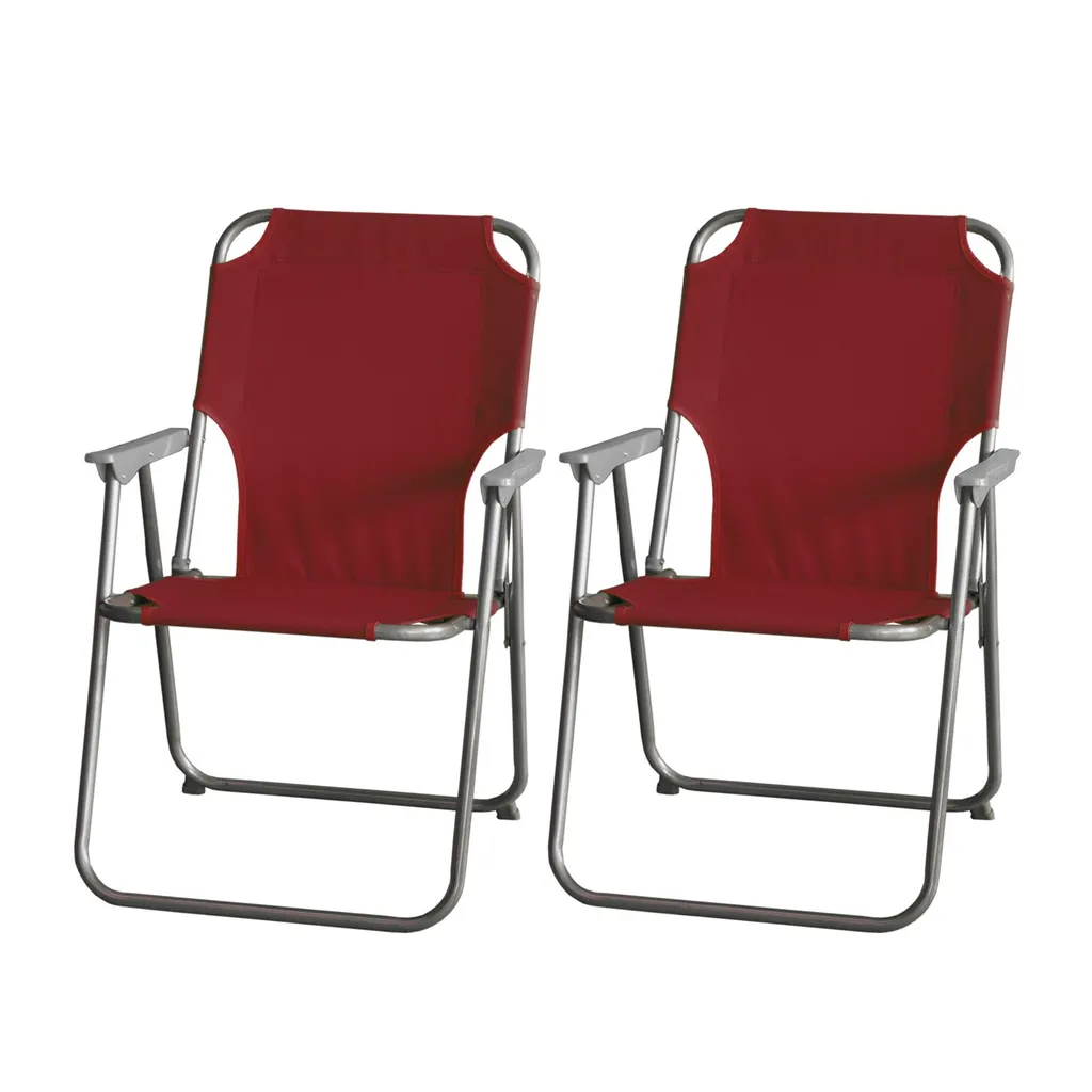 2 Stück Wohaga Campingstuhl Mit Armlehnen, Klappbar - Rot 3 2 Stück Wohaga Campingstuhl Mit Armlehnen, Klappbar - Rot