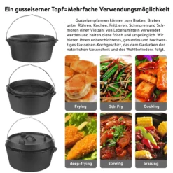 Mucola Gusseisen Feuertopf Gusstopf Inkl. Deckelgriff 2in1 Kochtopf & Pfanne 4,2L Dutch Oven Potjie Camping Kochgeschirr -Campingbedarf Geschäft fae5697d41ba5c6555f218332c6bf0d8