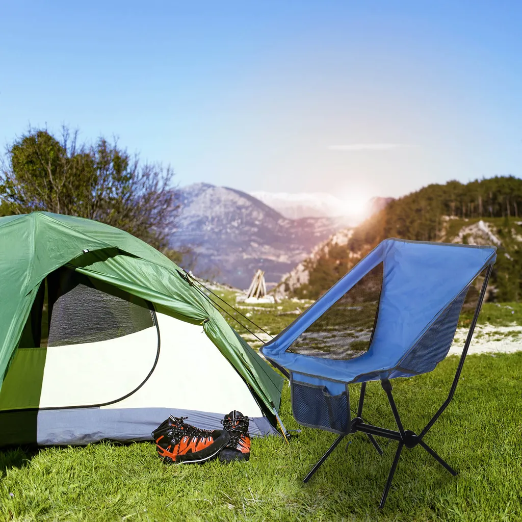 Moon Chair Campingstuhl - Faltbarer Campinghocker Moonchair - Extrem Leicht & Kompakt - Blau – Bild 5