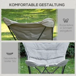 Outsunny Campingstuhl Tragbar Klappbar Gartensessel Regiestuhl Klappsessel Modern Design Für Outdoor Picknick Max. Belastung 120 Kg Hellgrau 88 X 74 X 84 Cm -Campingbedarf Geschäft fe1b90451191e9ae05bcad01597752cd