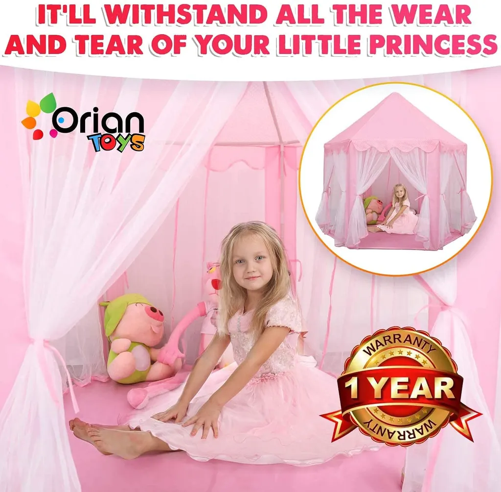 Topchances Spielzelt Für Kinder, Kinderspielzelt Mädchen Kinder Zelt, Princess Castle Spielzelt Für Kinder, Prinzessin Zelt Innen & Draussen - Weihnachten, Geschenk Für Kinder,Rosa – Bild 5